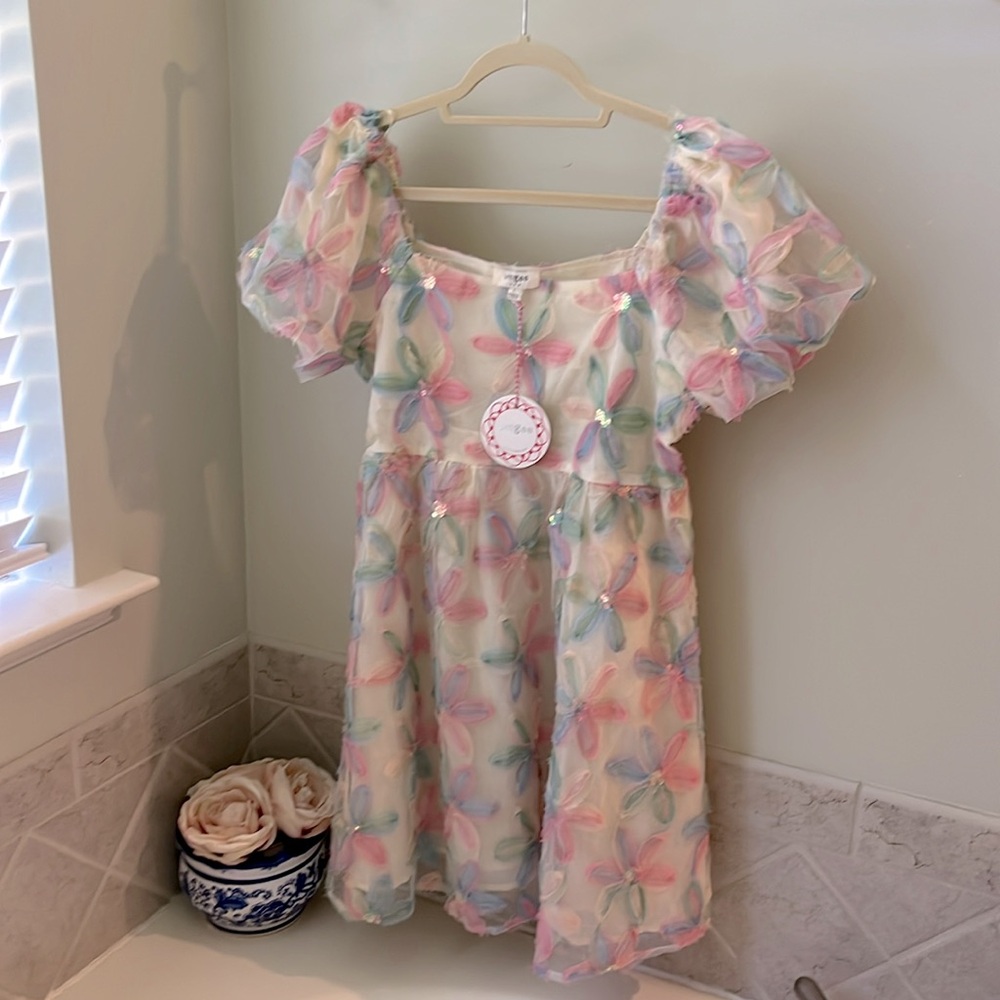NWT Umgee floral puff sleeve babydoll dress, size large (fits like medium)